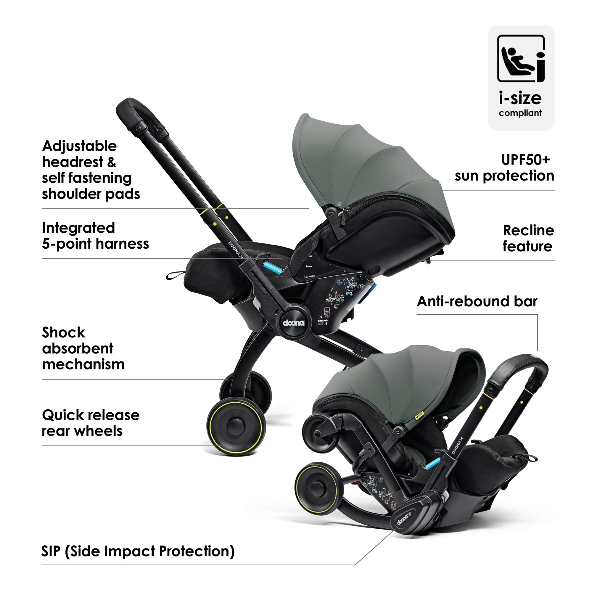 Doona X Car Seat & Stroller - Slate Green